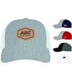 Richardson Snapback Trucker Cap with GENUINE LEATHER Patch 112LPF - Add USA Flag