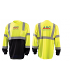 Moisture Wicking, Hi-Viz Long Sleeve Birdseye, BLACK Front Bottom, T-Shirt LSHVZBB
