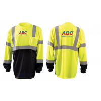 Moisture Wicking, Hi-Viz Long Sleeve Birdseye, BLACK Front Bottom, T-Shirt LSHVZBB