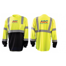 Moisture Wicking, Hi-Viz Long Sleeve Birdseye, BLACK Front Bottom, T-Shirt LSHVZBB
